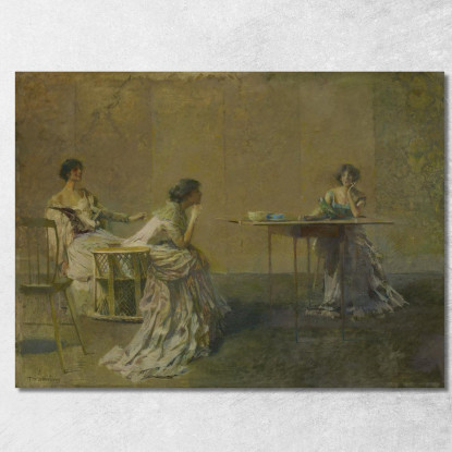 Il Pettegolezzo Thomas Wilmer Dewing twd27 quadro stampato su tela