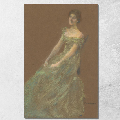 Il Vestito Verde Thomas Wilmer Dewing twd28 quadro stampato su tela