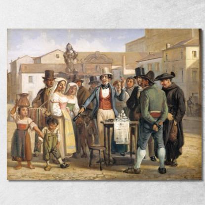 Un Ciarlatano Che Vende Lucido Da Scarpe In Piazza Barberini A Roma Wilhelm Marstrand wmr1 quadro stampato su tela
