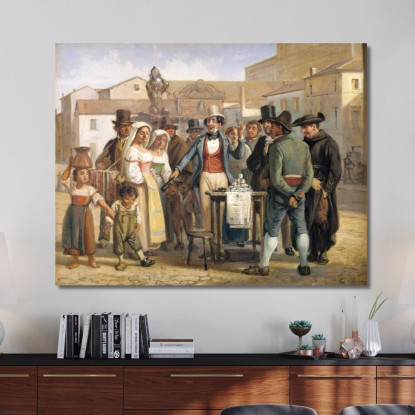 Un Ciarlatano Che Vende Lucido Da Scarpe In Piazza Barberini A Roma Wilhelm Marstrand wmr1 quadro stampato su tela