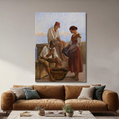 Una Giovane Ragazza E Due Pescatori Wilhelm Marstrand wmr3 quadro stampato su tela