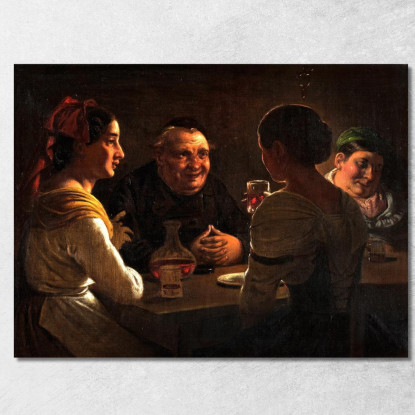 Abate Che Scherza Con Due Giovani Ragazze Wilhelm Marstrand wmr4 quadro stampato su tela