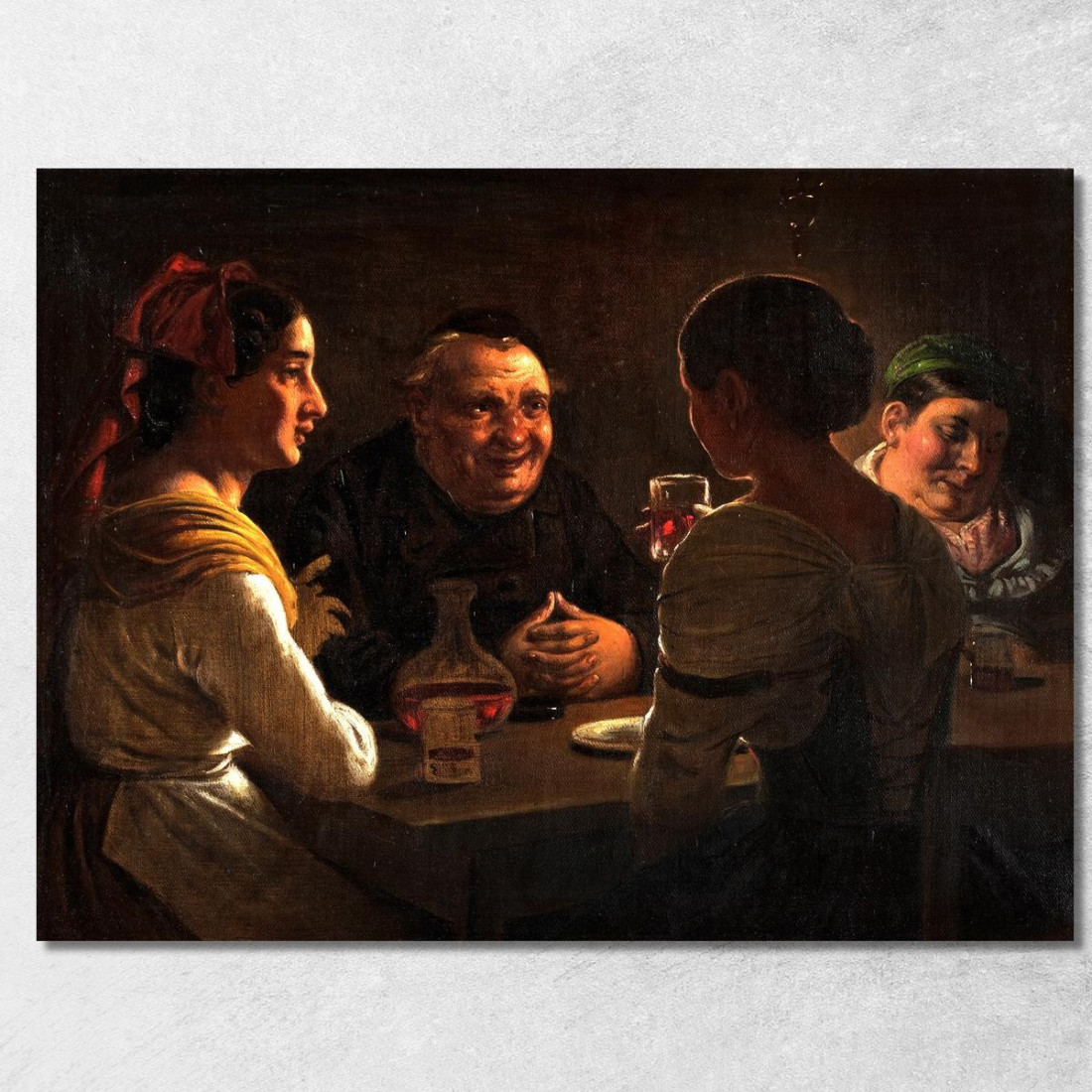 Abate Che Scherza Con Due Giovani Ragazze Wilhelm Marstrand wmr4 quadro stampato su tela