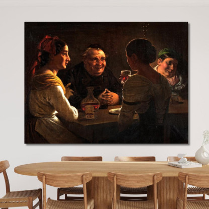 Abate Che Scherza Con Due Giovani Ragazze Wilhelm Marstrand wmr4 quadro stampato su tela