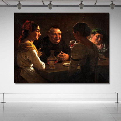 Abate Che Scherza Con Due Giovani Ragazze Wilhelm Marstrand wmr4 quadro stampato su tela