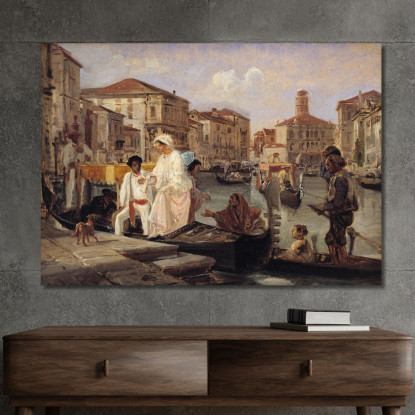 Discesa Da Una Gondola A Venezia Wilhelm Marstrand wmr5 quadro stampato su tela