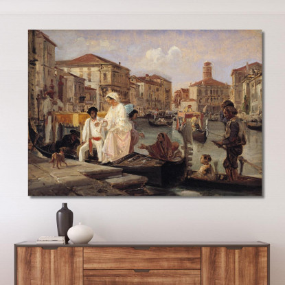 Discesa Da Una Gondola A Venezia Wilhelm Marstrand wmr5 quadro stampato su tela