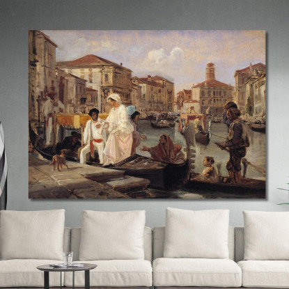 Discesa Da Una Gondola A Venezia Wilhelm Marstrand wmr5 quadro stampato su tela