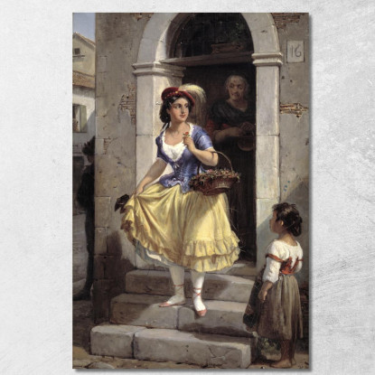 Una Donna Italiana In Cammino Verso Il Carnevale Wilhelm Marstrand wmr6 quadro stampato su tela