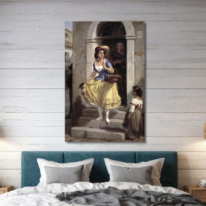 Una Donna Italiana In Cammino Verso Il Carnevale Wilhelm Marstrand wmr6 quadro stampato su tela