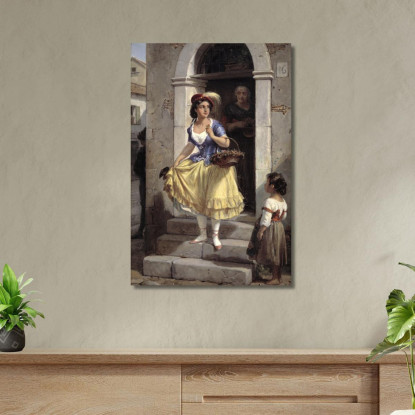 Una Donna Italiana In Cammino Verso Il Carnevale Wilhelm Marstrand wmr6 quadro stampato su tela