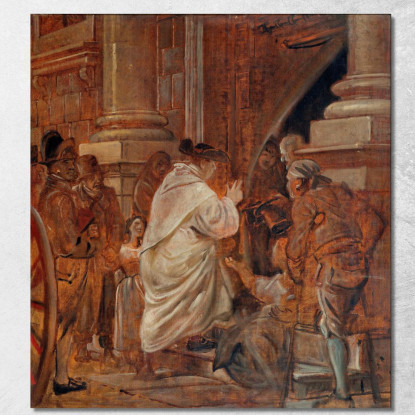 Cardinale Che Benedice I Mendicanti Alle Porte Della Chiesa Wilhelm Marstrand wmr7 quadro stampato su tela