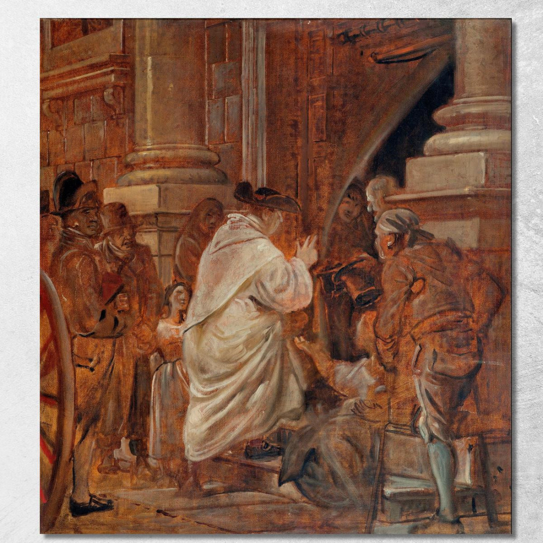 Cardinale Che Benedice I Mendicanti Alle Porte Della Chiesa Wilhelm Marstrand wmr7 quadro stampato su tela