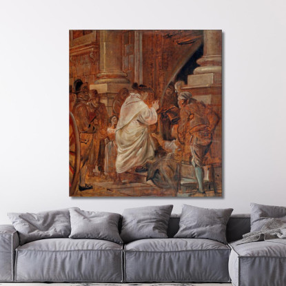 Cardinale Che Benedice I Mendicanti Alle Porte Della Chiesa Wilhelm Marstrand wmr7 quadro stampato su tela