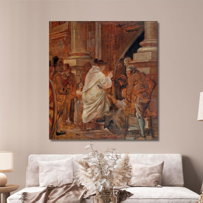 Cardinale Che Benedice I Mendicanti Alle Porte Della Chiesa Wilhelm Marstrand wmr7 quadro stampato su tela