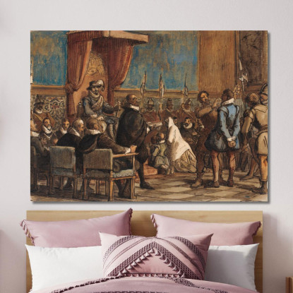 Chr. 4. Lader Bodlen Tage Ordenskaeden Og Svaerdet Fra Falskneren Christopher Rosenkrantz Wilhelm Marstrand wmr9 quadro stampat