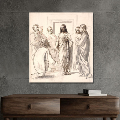 Cristo E L'Incredulo Tommaso Wilhelm Marstrand wmr10 quadro stampato su tela