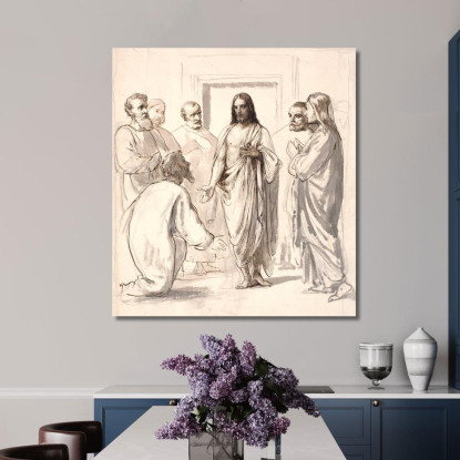 Cristo E L'Incredulo Tommaso Wilhelm Marstrand wmr10 quadro stampato su tela