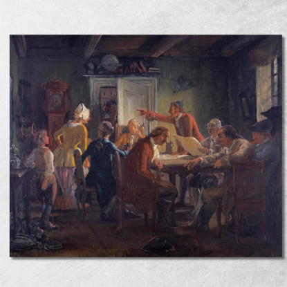 Collegium Politicum. Da "Il Calzolaio Politico" Di Ludvig Holberg Atto I Scena 2 Wilhelm Marstrand wmr13 quadro stampato su tel