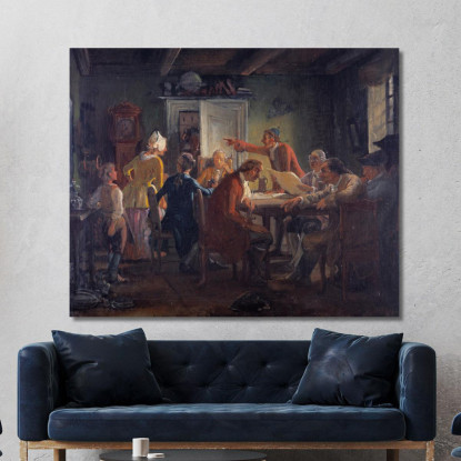 Collegium Politicum. Da "Il Calzolaio Politico" Di Ludvig Holberg Atto I Scena 2 Wilhelm Marstrand wmr13 quadro stampato su tel