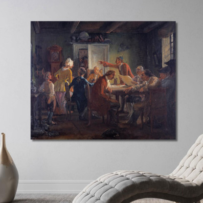 Collegium Politicum. Da "Il Calzolaio Politico" Di Ludvig Holberg Atto I Scena 2 Wilhelm Marstrand wmr13 quadro stampato su tel