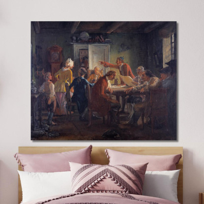 Collegium Politicum. Da "Il Calzolaio Politico" Di Ludvig Holberg Atto I Scena 2 Wilhelm Marstrand wmr13 quadro stampato su tel