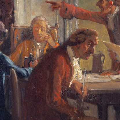 Collegium Politicum. Da "Il Calzolaio Politico" Di Ludvig Holberg Atto I Scena 2 Wilhelm Marstrand wmr13 quadro stampato su tel