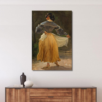 Donna Romana Danzante. Studio Per "Romani Riuniti Per Festeggiare In Un'Osteria" Wilhelm Marstrand wmr16 quadro stampato su tel