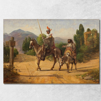 Don Chisciotte E Sancho Panza A Un Bivio Wilhelm Marstrand wmr17 quadro stampato su tela