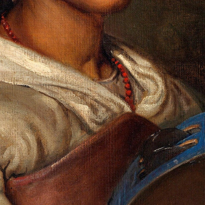 Ragazza Italiana Con Un Tamburello Blu Wilhelm Marstrand wmr30 quadro stampato su tela