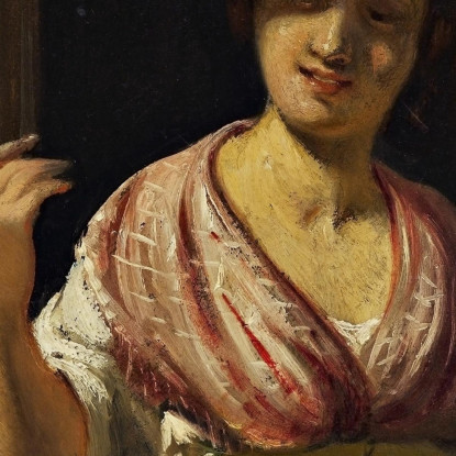 Donna Italiana Che Saluta Da Una Finestra Fine Degli Anni 1850 Wilhelm Marstrand wmr32 quadro stampato su tela