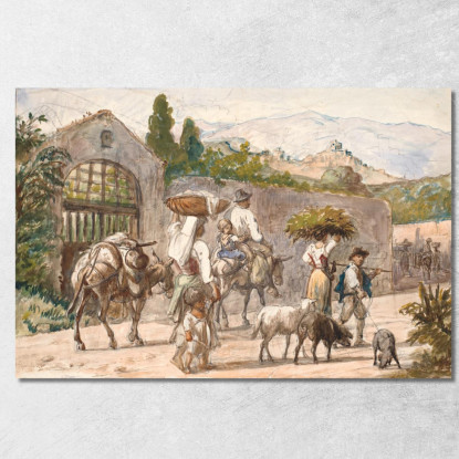 Contadini In Viaggio Verso Roma Wilhelm Marstrand wmr37 quadro stampato su tela