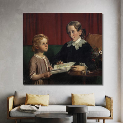 Miss Annette Hage Mostra Al Nipote Hother Hage Wilhelm Marstrand wmr41 quadro stampato su tela