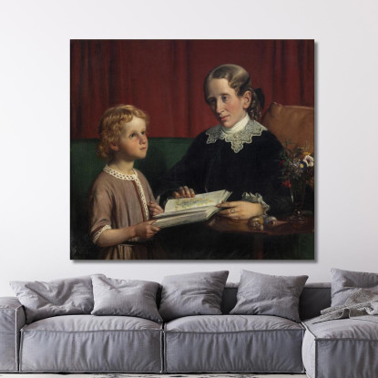 Miss Annette Hage Mostra Al Nipote Hother Hage Wilhelm Marstrand wmr41 quadro stampato su tela