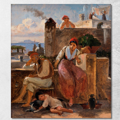 La Vita Napoletana. Studio Wilhelm Marstrand wmr45 quadro stampato su tela