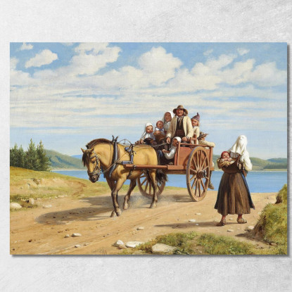 Parte Di Leksand Con Contadini Del Dalarna In Gita Domenicale In Carrozza Wilhelm Marstrand wmr46 quadro stampato su tela