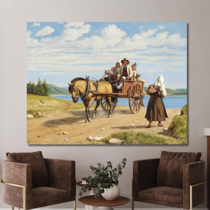 Parte Di Leksand Con Contadini Del Dalarna In Gita Domenicale In Carrozza Wilhelm Marstrand wmr46 quadro stampato su tela