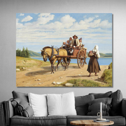 Parte Di Leksand Con Contadini Del Dalarna In Gita Domenicale In Carrozza Wilhelm Marstrand wmr46 quadro stampato su tela
