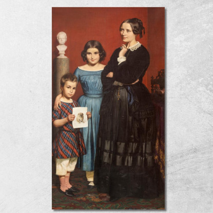 Ritratto Di Frederikke Vilhelmine Hage Con I Figli Wilhelm Marstrand wmr48 quadro stampato su tela