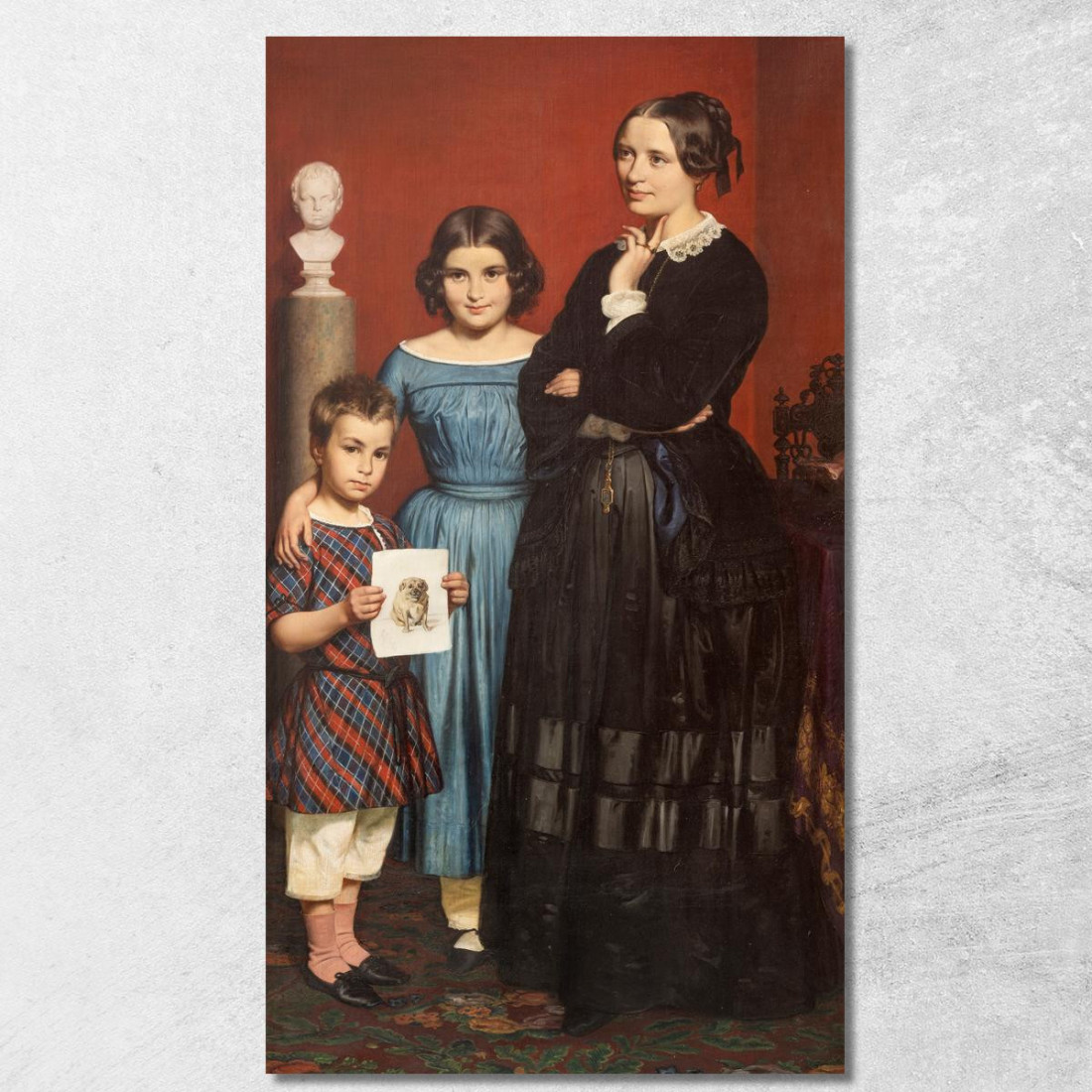 Ritratto Di Frederikke Vilhelmine Hage Con I Figli Wilhelm Marstrand wmr48 quadro stampato su tela