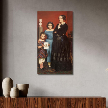 Ritratto Di Frederikke Vilhelmine Hage Con I Figli Wilhelm Marstrand wmr48 quadro stampato su tela