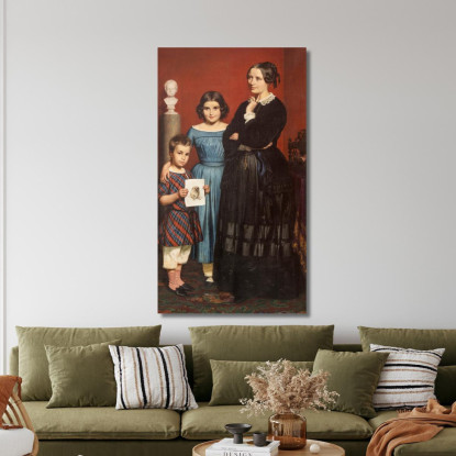 Ritratto Di Frederikke Vilhelmine Hage Con I Figli Wilhelm Marstrand wmr48 quadro stampato su tela