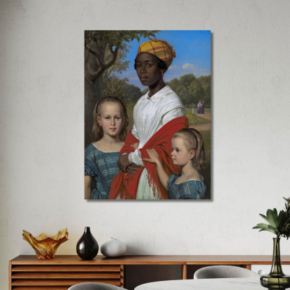 Ritratto Delle Due Figlie Di Otto Marstrand E Della Loro Tata Delle Indie Occidentali Justina Antoine Wilhelm Marstrand wmr51 q