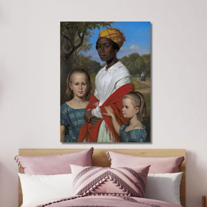 Ritratto Delle Due Figlie Di Otto Marstrand E Della Loro Tata Delle Indie Occidentali Justina Antoine Wilhelm Marstrand wmr51 q