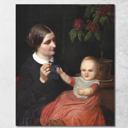 Ritratto Della Moglie Dell'Artista Con Il Figlio Poul In Grembo Wilhelm Marstrand wmr52 quadro stampato su tela