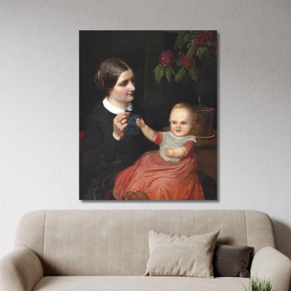 Ritratto Della Moglie Dell'Artista Con Il Figlio Poul In Grembo Wilhelm Marstrand wmr52 quadro stampato su tela