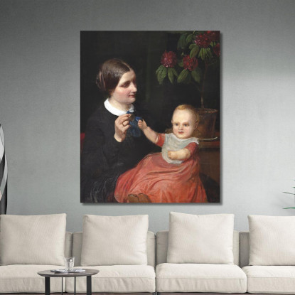 Ritratto Della Moglie Dell'Artista Con Il Figlio Poul In Grembo Wilhelm Marstrand wmr52 quadro stampato su tela