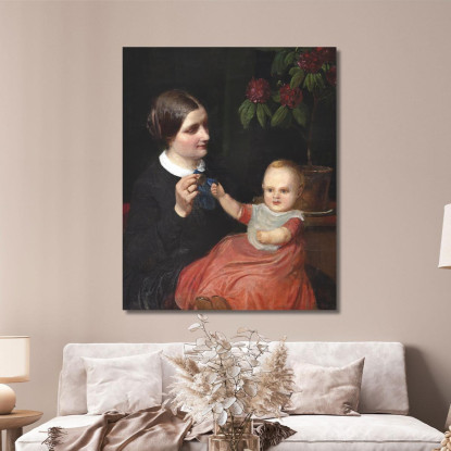 Ritratto Della Moglie Dell'Artista Con Il Figlio Poul In Grembo Wilhelm Marstrand wmr52 quadro stampato su tela