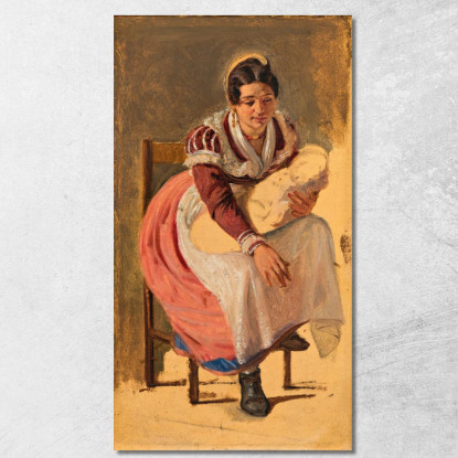 Donna Romana Con Un Bambino. Studio Per "La Festa Di Sant'Antonio A Roma" Wilhelm Marstrand wmr55 quadro stampato su tela