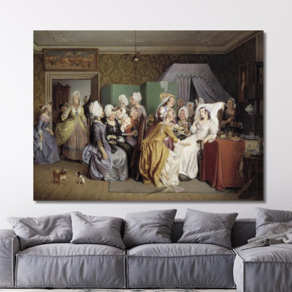 Scena Da "La Stanza Del Parto" Di Ludvig Holberg Wilhelm Marstrand wmr59 quadro stampato su tela